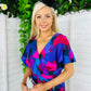 Blair Purple & Cobalt Abstract Knot Detail Wrap Maxi Dress