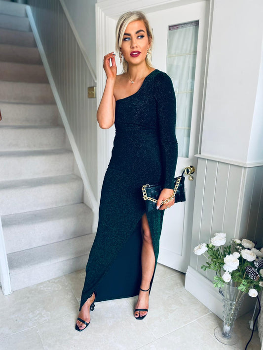 Isabella One Shoulder Dress Green