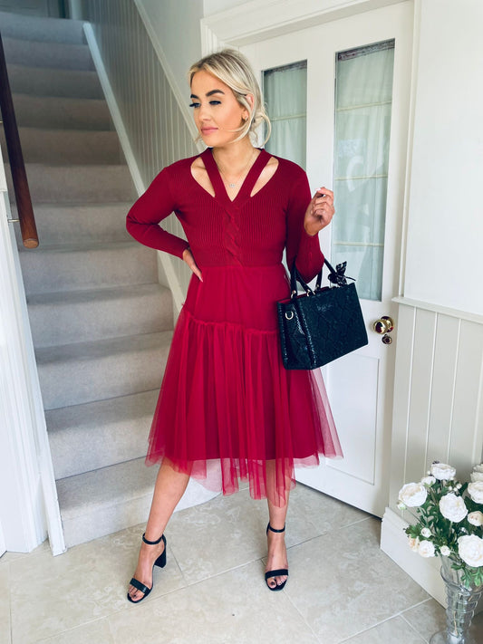 Stevie Dress Burgundy