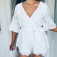 Pia Lace Playsuit White