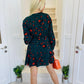 Tinsley Wrap Neck Skater Dress Emerald/Orange Leopard