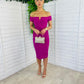 Halo Off The Shoulder Twist Midi Dress Orchid