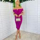 Halo Off The Shoulder Twist Midi Dress Orchid