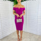 Halo Off The Shoulder Twist Midi Dress Orchid