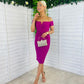 Halo Off The Shoulder Twist Midi Dress Orchid
