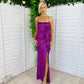 Rosette Sequin Maxi Dress Violet