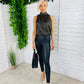Jessica High Neck Top Gold & Black