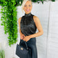 Jessica High Neck Top Gold & Black