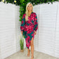 Elsa Long Sleeve Wrap Asymmetric Dress  Green & Pink Floral