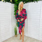 Elsa Long Sleeve Wrap Asymmetric Dress  Green & Pink Floral