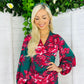 Elsa Long Sleeve Wrap Asymmetric Dress  Green & Pink Floral