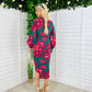 Elsa Long Sleeve Wrap Asymmetric Dress  Green & Pink Floral