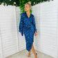 Elsa Long Sleeve Wrap Asymmetric Dress Leopard Blue