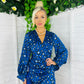 Elsa Long Sleeve Wrap Asymmetric Dress Leopard Blue