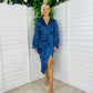 Elsa Long Sleeve Wrap Asymmetric Dress Leopard Blue