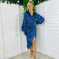 Elsa Long Sleeve Wrap Asymmetric Dress Leopard Blue
