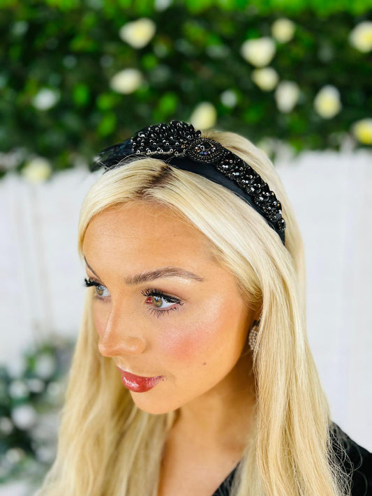 Mel Embellished Hairband Black