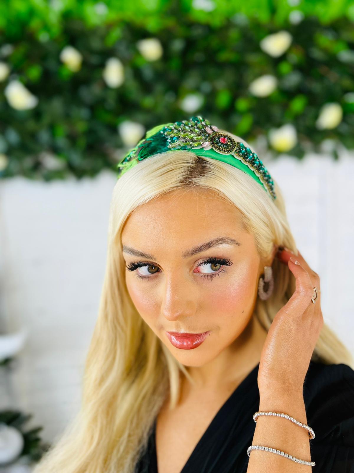 Mel Embellished Hairband Green