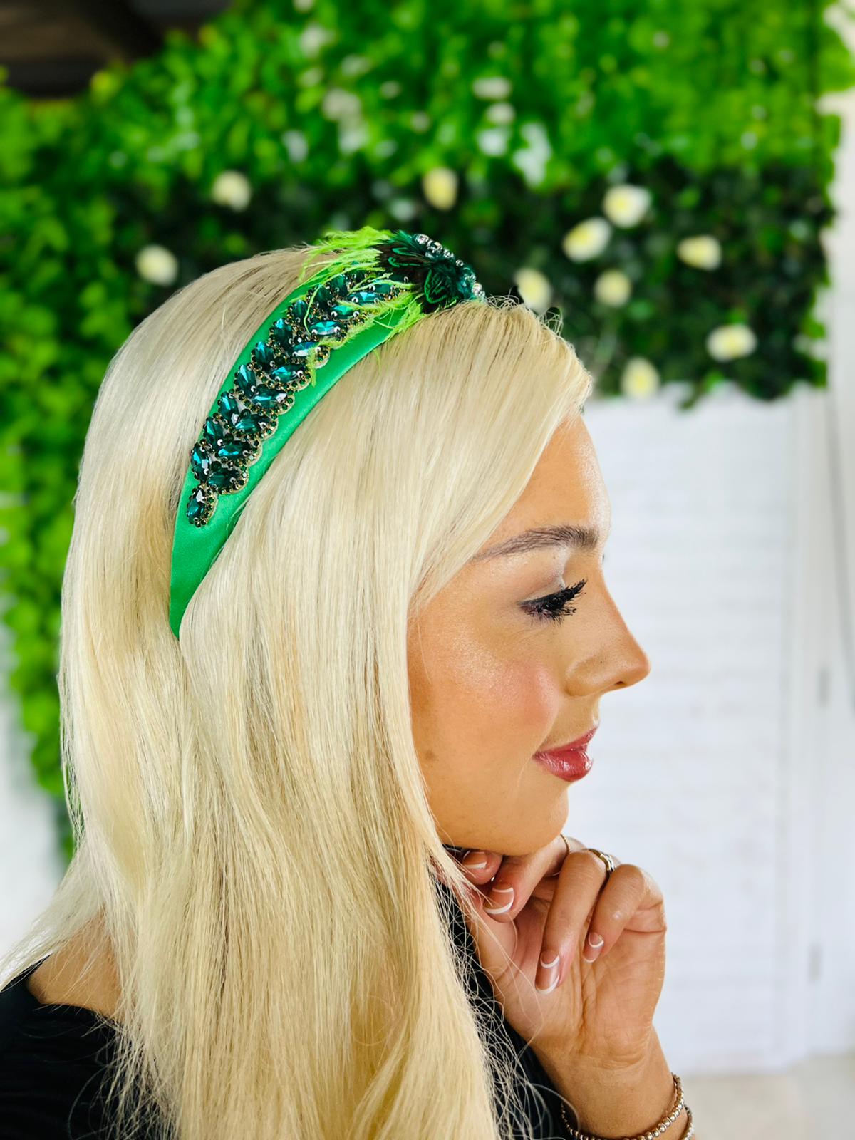 Mel Embellished Hairband Green