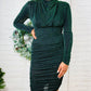Nola Cowl Neck Lurex Dress Green