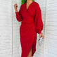 Elsa Long Sleeve Wrap Asymmetric Dress Red