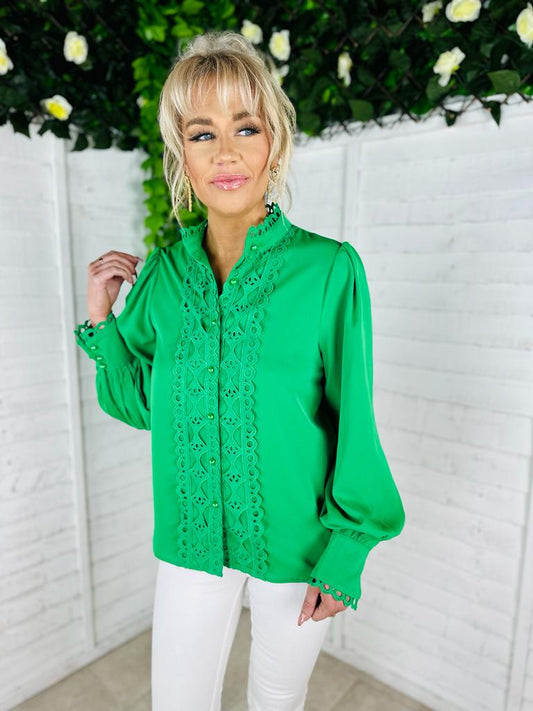 Clara Crochet Blouse Green