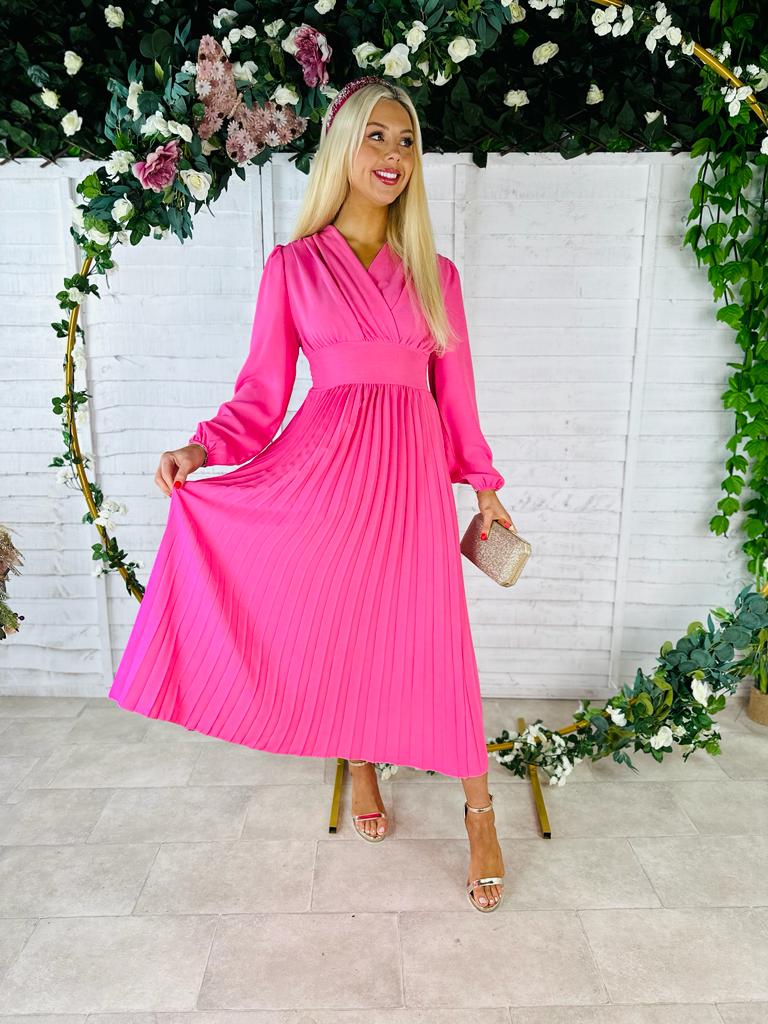 Meg Banded Maxi Dress Hot Pink