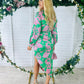Elsa Long Sleeve Asymmetric Dress Floral Pink / Green