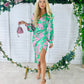 Elsa Long Sleeve Asymmetric Dress Floral Pink / Green