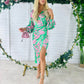 Elsa Long Sleeve Asymmetric Dress Floral Pink / Green