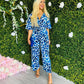 Freya Culotte Jumpsuit Blue Giraffe
