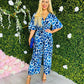 Freya Culotte Jumpsuit Blue Giraffe