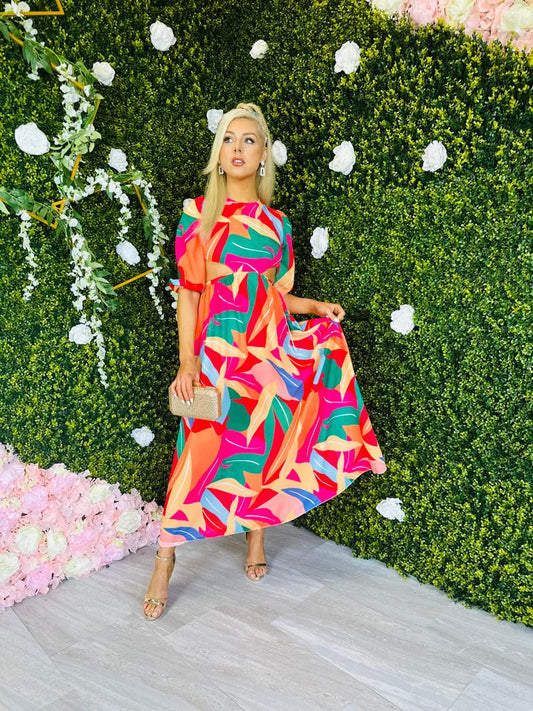 Brily Cut Out Midi Dress Multi
