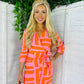 Nala Midi Wrap Dress Orange & Pink