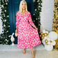 Haylen Banded Midi Dress Pink Floral