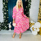 Haylen Banded Midi Dress Pink Floral