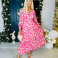 Haylen Banded Midi Dress Pink Floral