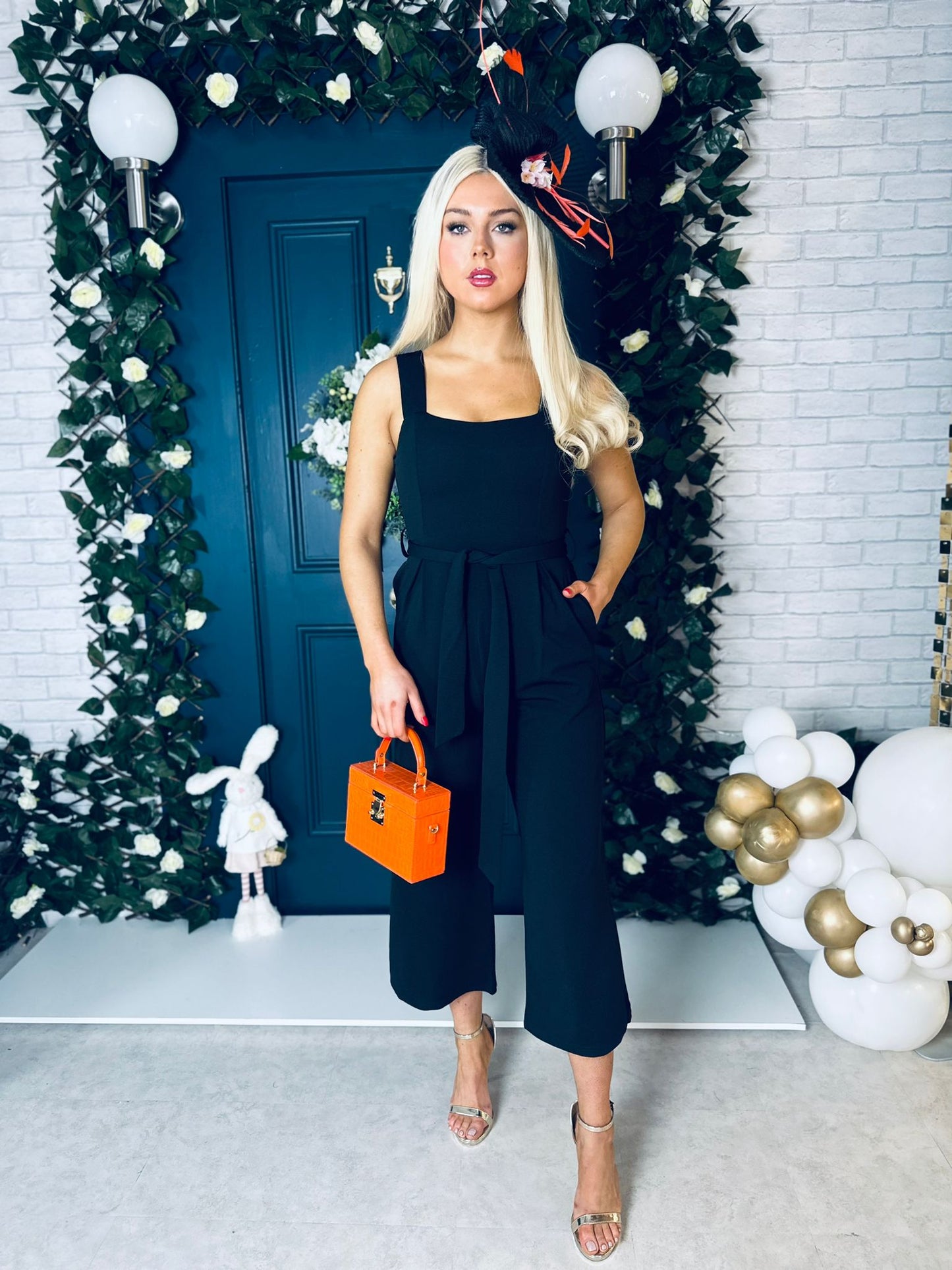 Tara Square Neck Culotte Jumpsuit Black