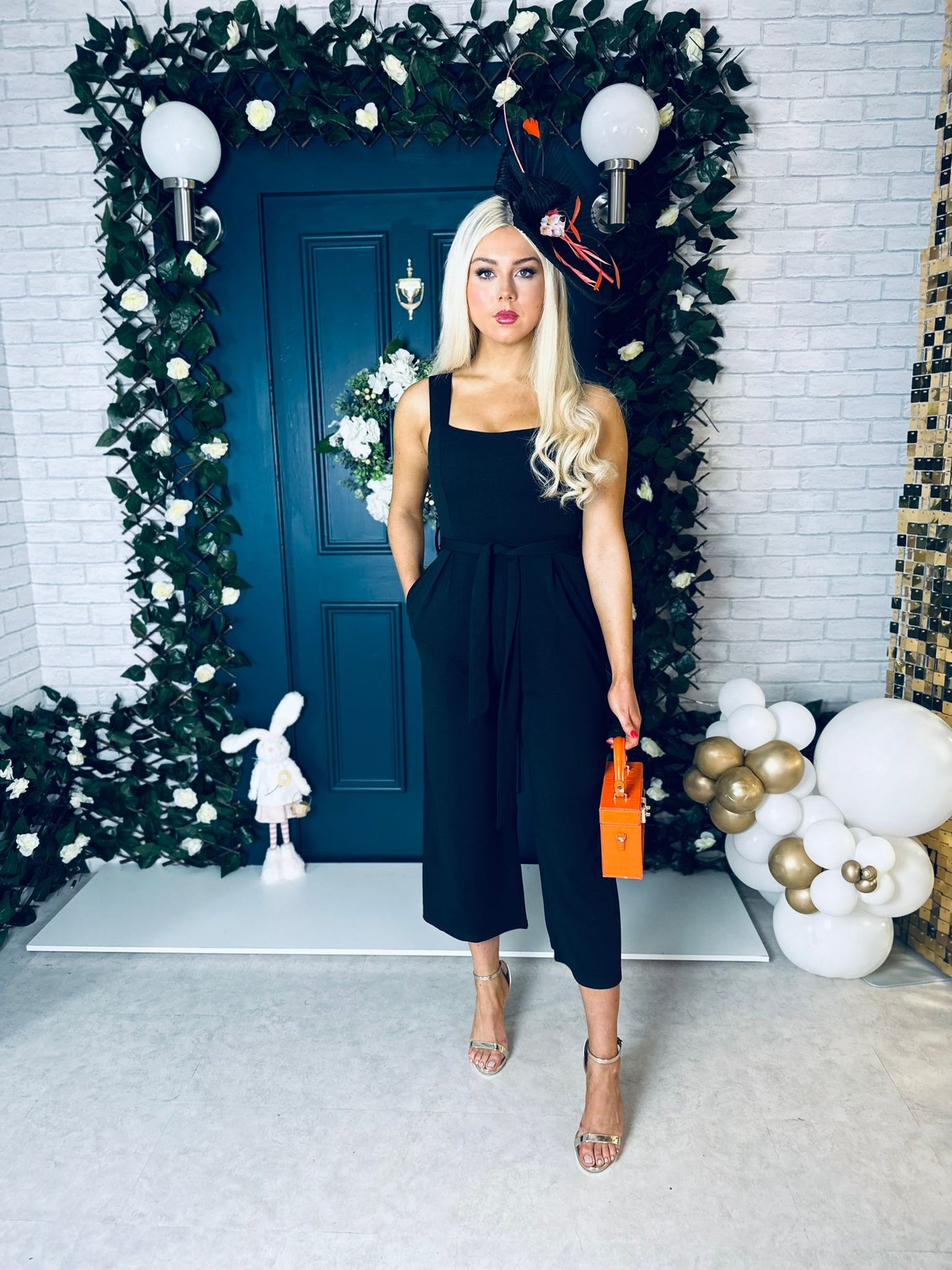 Tara Square Neck Culotte Jumpsuit Black