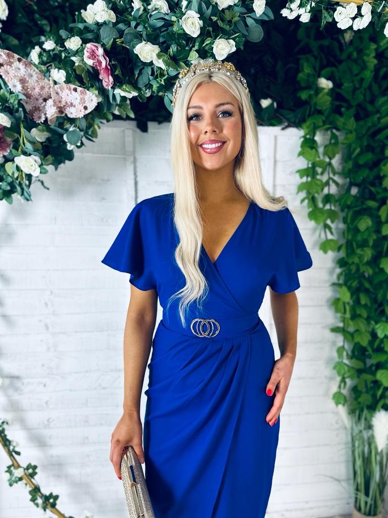 Aurora Buckle Detail Maxi Dress Royal