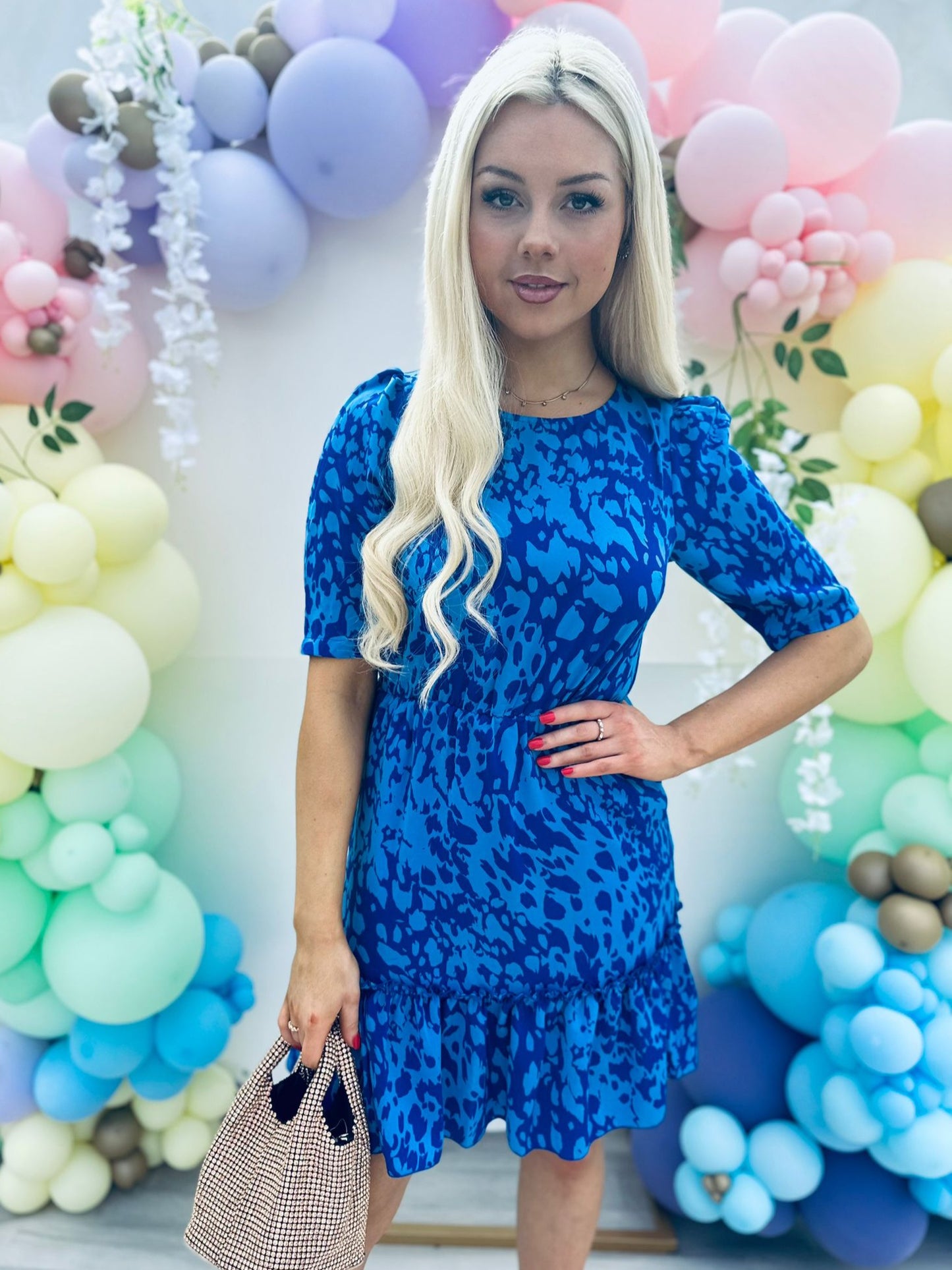 Esther Smock Mini Dress Splash Cobalt