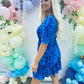 Esther Smock Mini Dress Splash Cobalt