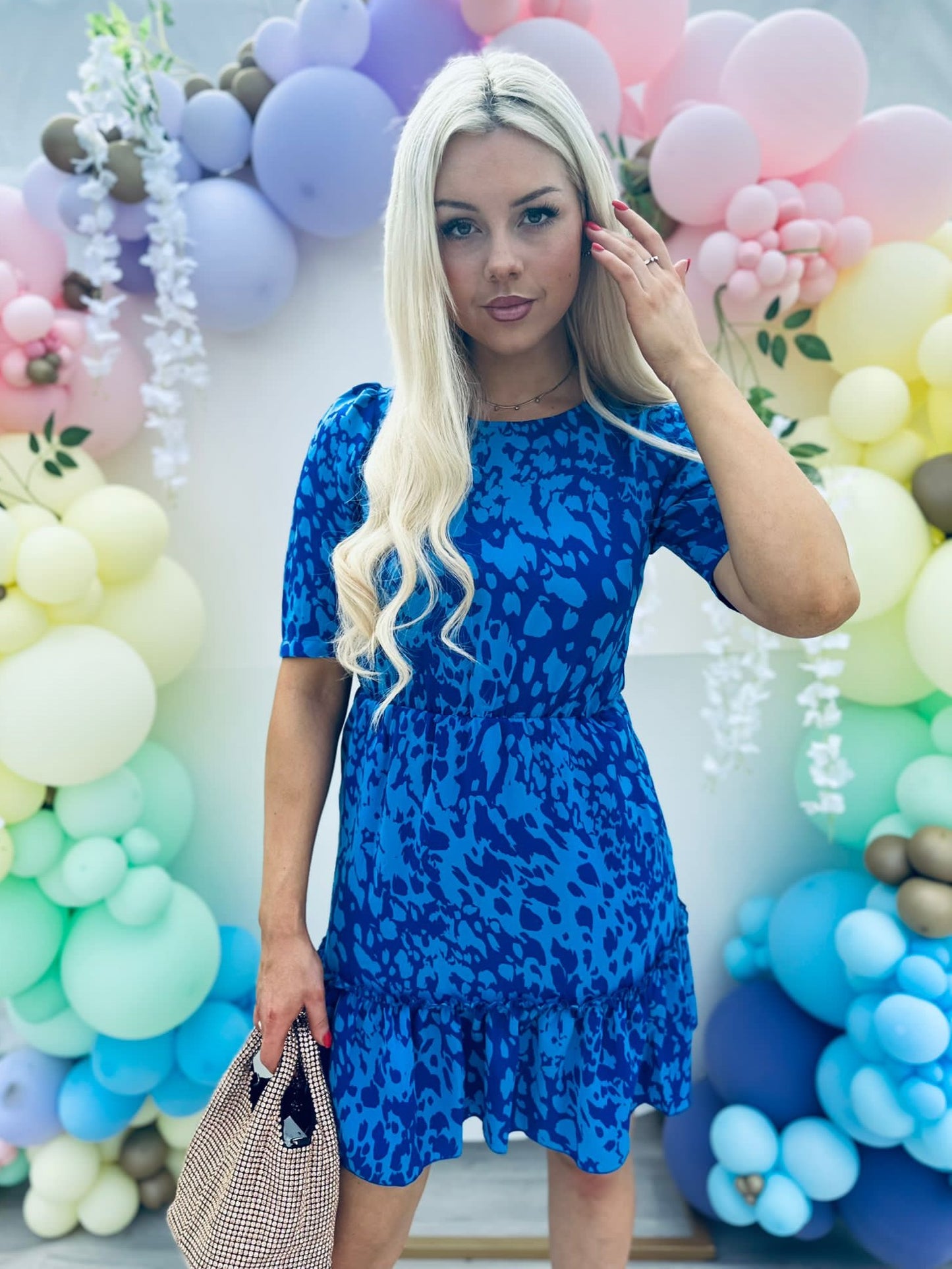 Esther Smock Mini Dress Splash Cobalt