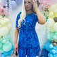 Esther Smock Mini Dress Splash Cobalt