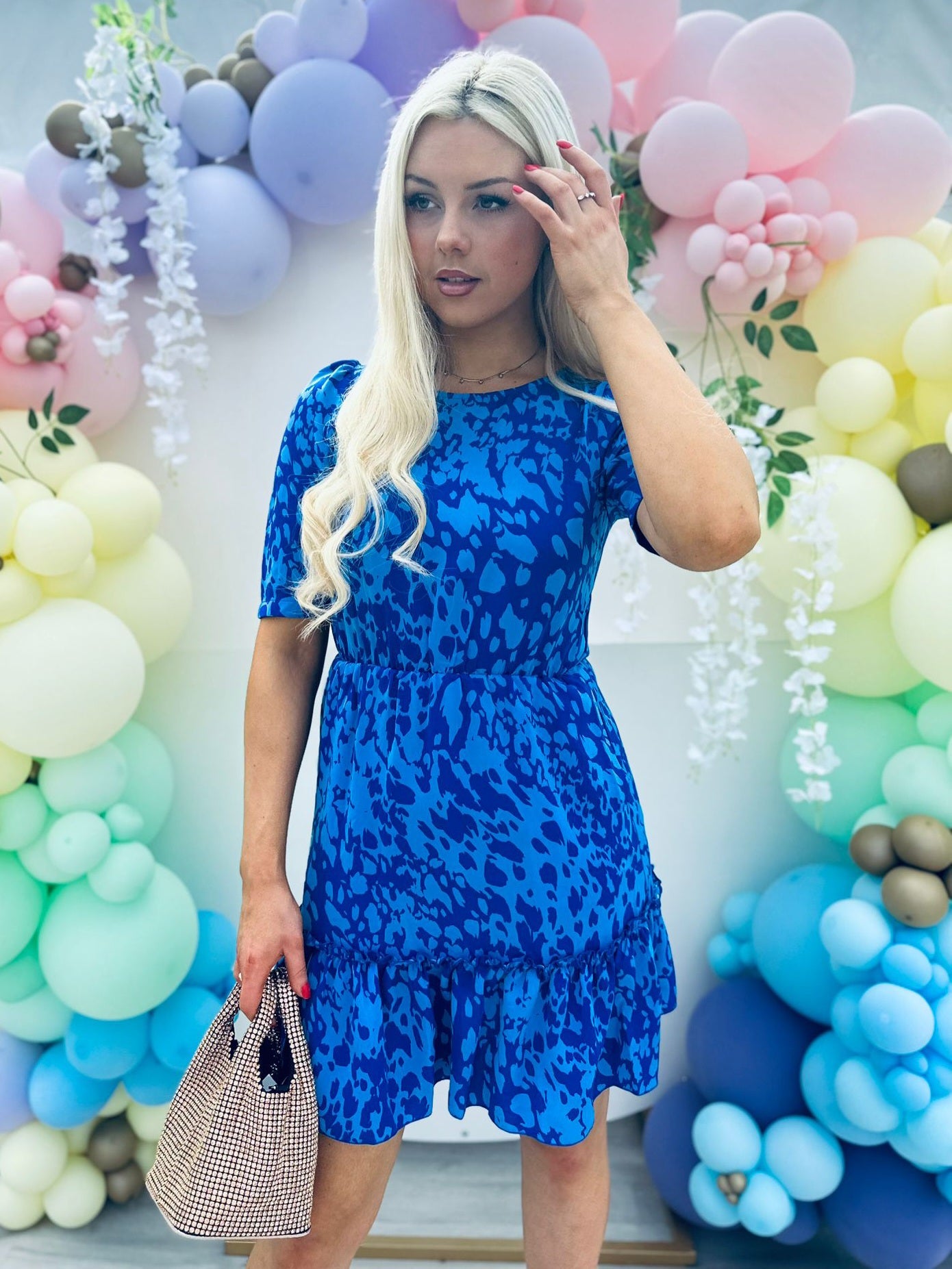 Esther Smock Mini Dress Splash Cobalt