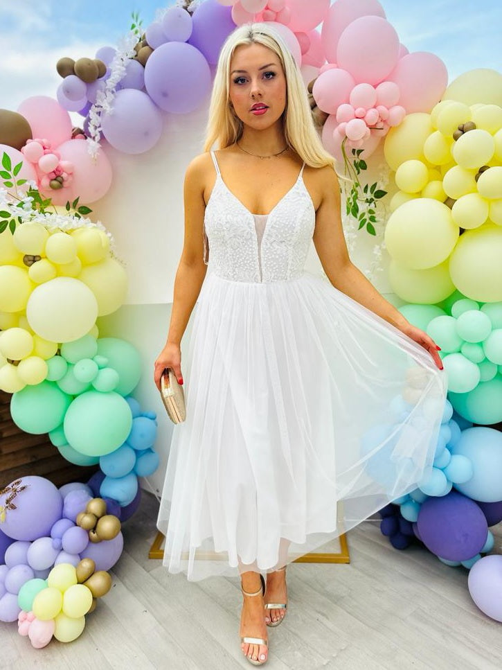 Fallon Tulle Mini Dress White