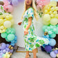 Miley Pleated Midi Dress Floral Green