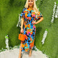 Petra High Neck Midi Dress Floral Black